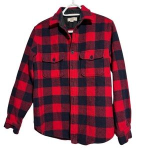 J. Crew Wallace & Barnes Buffalo Check Heavyweight Wool Shirt Size Small